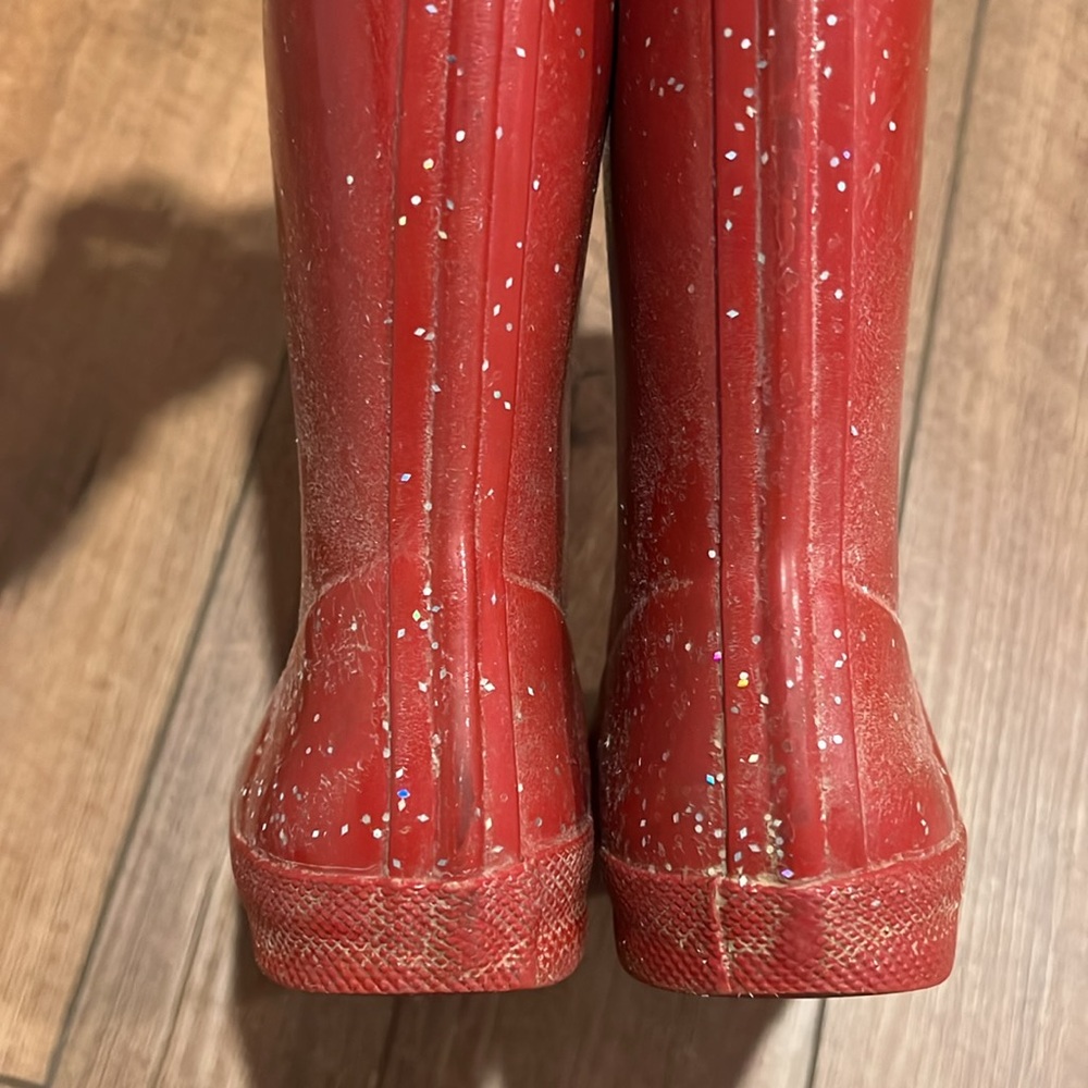 Hunter Toddler Girl Red Glitter Rain Boots, size 9/10 - Picture 7 of 8